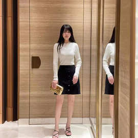 S法式小众2024早秋新款女装优雅黑白针织短款连衣裙s图片色欧美