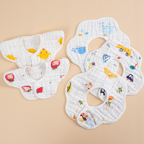 Baby Bibs Infant Saliva Towel Gauze 8 Layers Pure Cotton Newborn Waterproof Bib Children Petal Bib Baby Supplies 