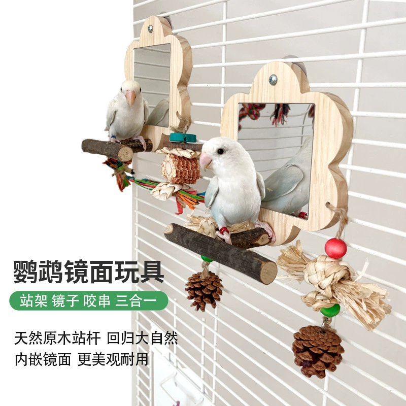 Зеркало попугая игрушка Xuanfeng Peony Tiger шкура бревна станции столб веселья