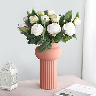 Amazon source living room home decoration fake flowers bouquet of bride holding flowers 2 heads of retro peonies