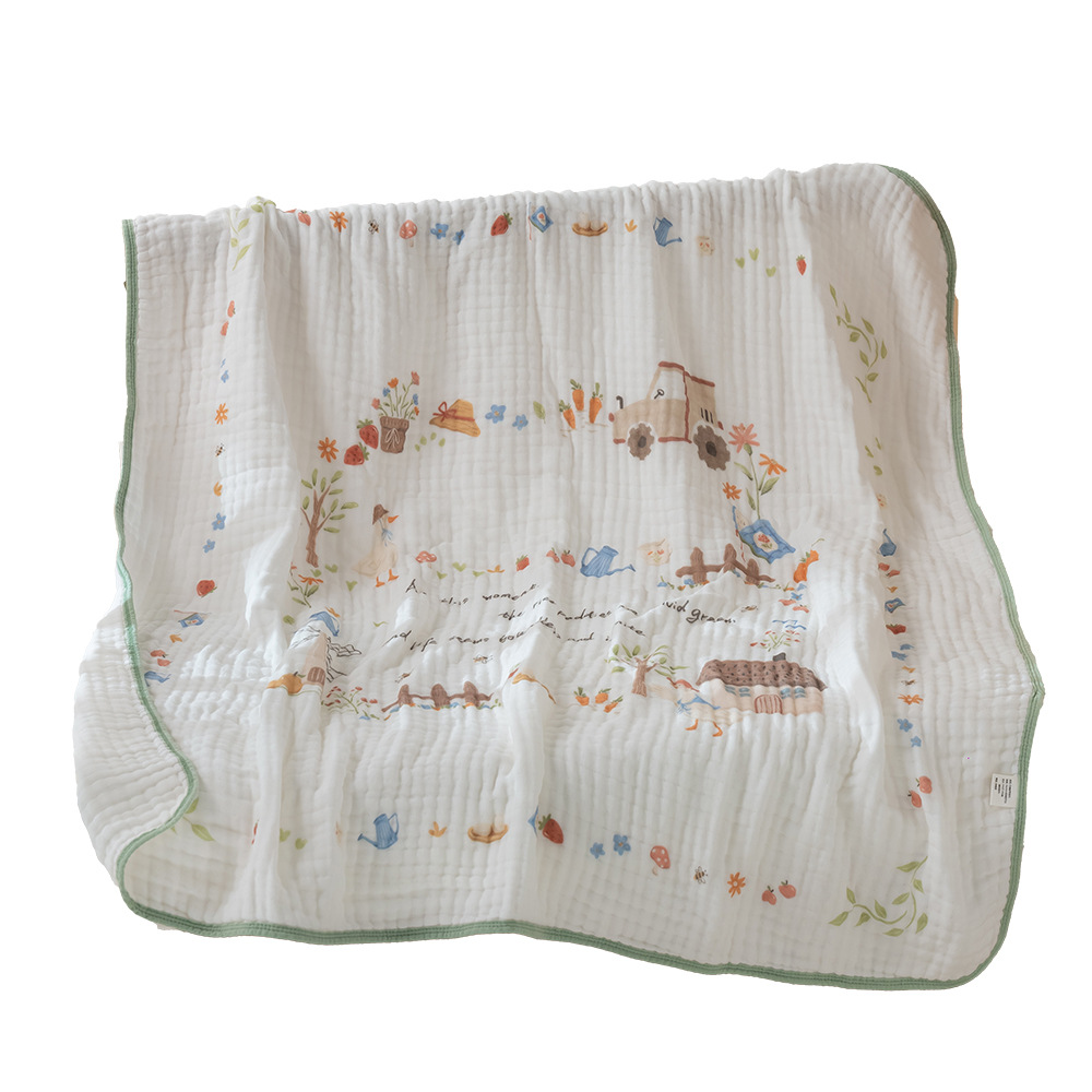 Toalla grande de gasa de bambú y algodón de seis capas para bebés, toalla de baño absorbente para recién nacidos, manta lavable para recién nacidos.