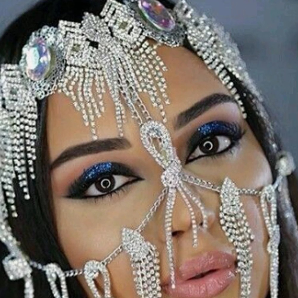 Venta caliente transfronteriza rhinestone tocado femenino europeo y americano brillante lujo borla rhinestone diadema Cadena de pelo tocado