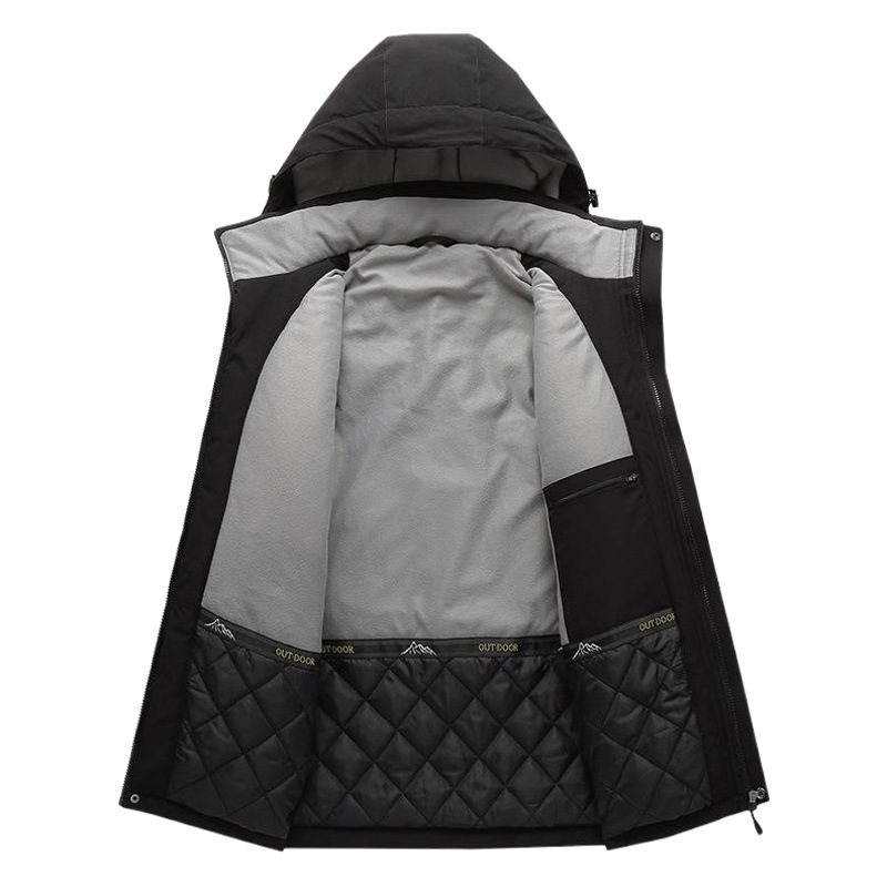 Chaqueta de calefacción inteligente Amazon hombres USB recargable calefacción al aire libre forrado de lana engrosada chaqueta de esquí