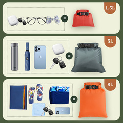 Outdoor waterproof bag, multifunctional 6-piece waterproof liner set, river rafting double-layer mobile phone storage waterproof bag