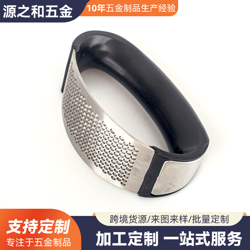 Manufacturer Customized Stainless Steel Garlic Press Manual Garlic Pounder Kitchen Multi-Functional Garlic Beater Black Garlic Press Artifact