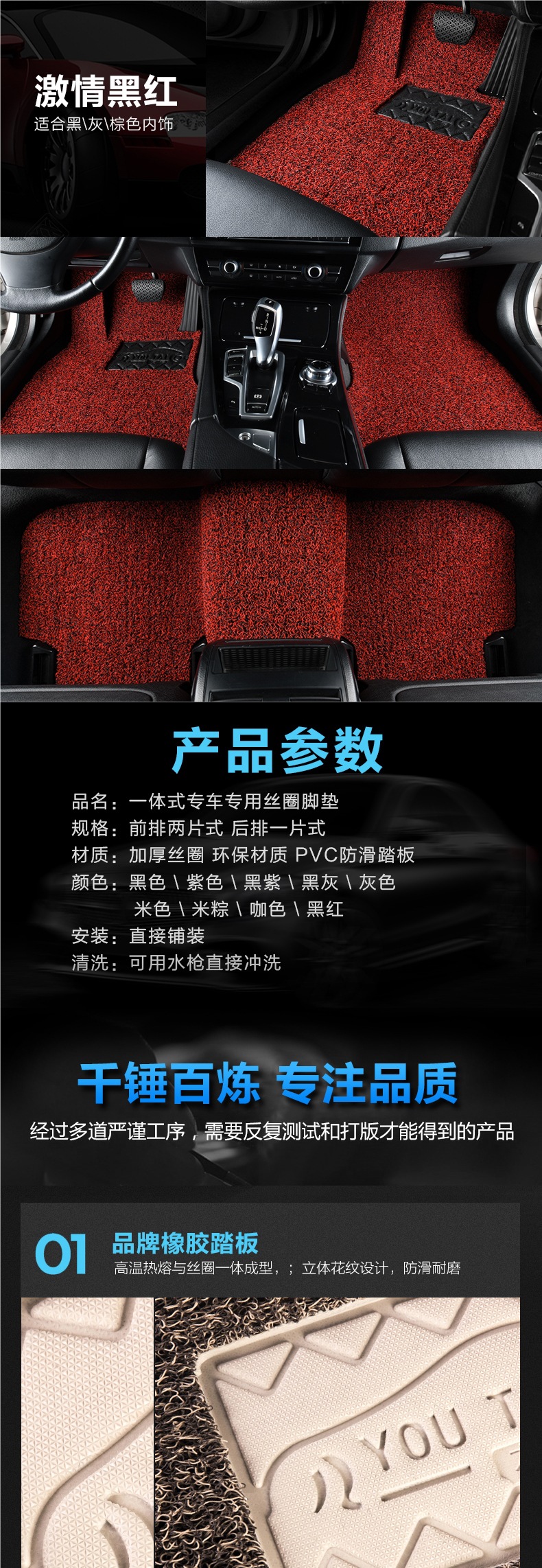 Car Wire Ring Floor Mats, Universal Easy-To-Clean Car Mats, Carpet-Type Foot Mats, Can Be Freely Cut, Special for Car Floor Mats