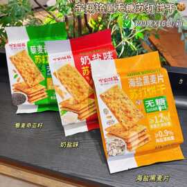 批发休闲零食 宇翔铭菓无糖苏打饼干300g海盐黑麦藜麦奇亚籽奶盐