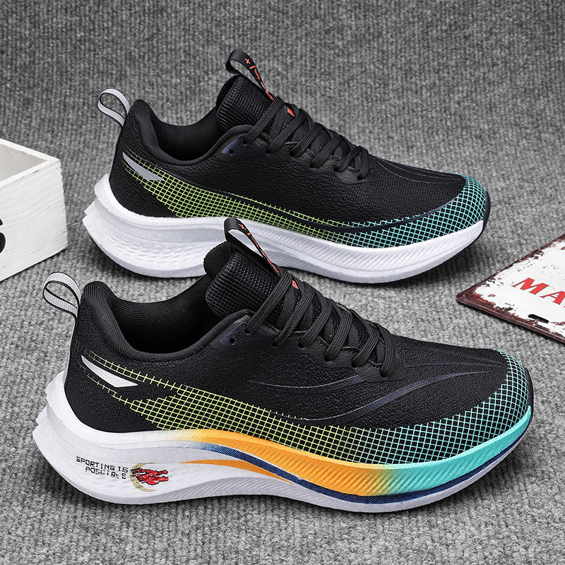 Nuevo conejo rojo 7 pareja de zapatos de malla de carbono transpirables, zapatos de moda para hombres, zapatos de correr casuales para hombres