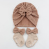 Children's hat, socks, non-slip set, scarf for new born, 0-6 month