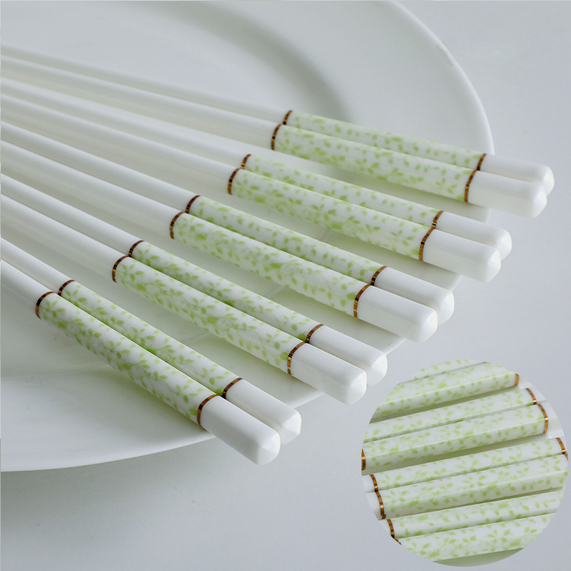 Five pairs of ten pairs of ceramic chopsticks household high temperature resistant moldy fast food porcelain chopsticks bone porcelain chopsticks Jingdezhen hot pot chopsticks