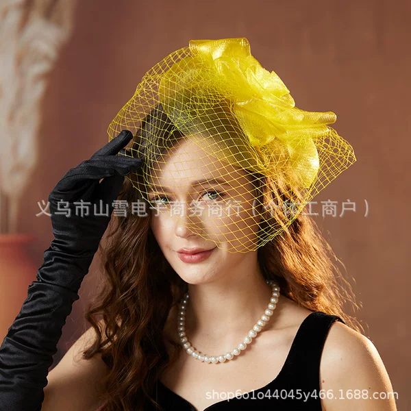 European and American Simple Fashion Retro Mesh Bridal Hairpin Accessories Dinner Party Performance Hair Accessories Feather Headwear