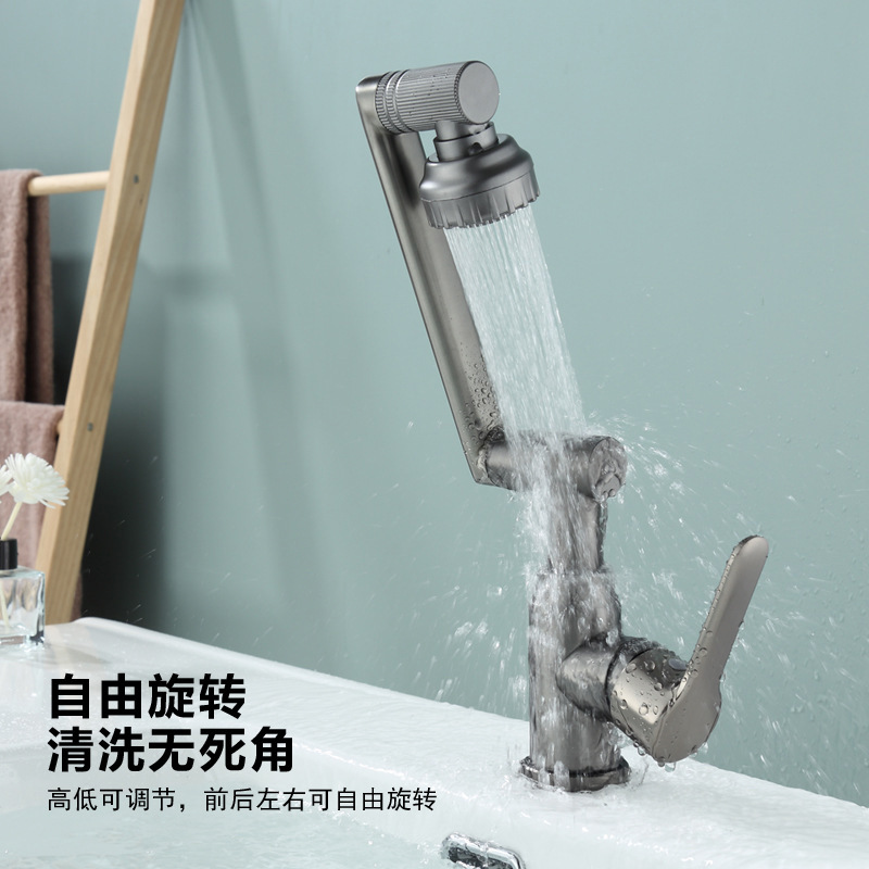 Baño grifo de lavabo frío y caliente brazo robótico gato afortunado giratorio universal lavabo frío y caliente para el hogar grifo de lavabo