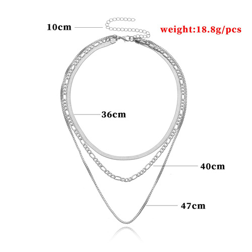 Western and European-style accessories, hip-hop geometric exaggerated multi-layered necklace for women, fashionable punk popular short-length chain pendant jewelry