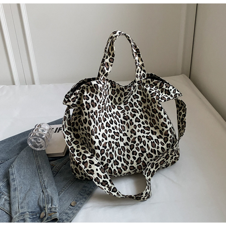 Leopard Print Tote Bag, Trendy Colour-blocking Shoulder Handbag_voghion.com