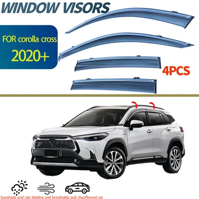For 2020-2024 Toyota Sharp Rain Corolla Cross Window visors Cross Border (Rain shield) - acrylic-electroplating-bright-strip-injection-molding-process-thickened-model-suitable-for-batches-toyota-corolla-cross-window-visors
