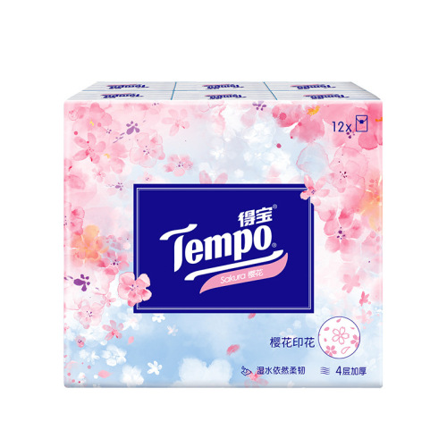 Tempo Treasure 12 Pack Facial Tissues Cherry Blossom Scent Portable Tissues T0131 Napkin Facial Tissue Family Size
