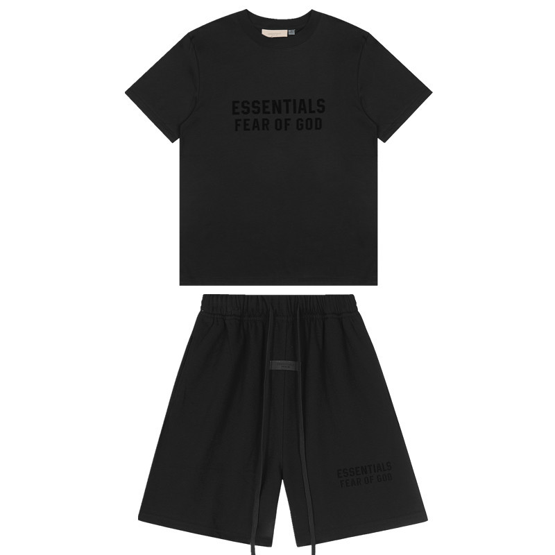 FOG de doble línea ESSENTIALS letras de silicona estéreo flocado de manga corta pantalones cortos deportivos casuales de la calle para hombres y mujeres de moda image 28