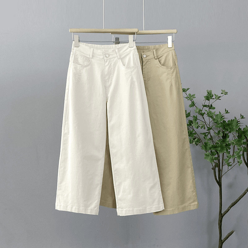 Petite Cropped Wide-Leg Pants Women's Summer Thin Casual High-Waisted Loose Slimming Versatile Straight Pants Petite Cropped Wide-Leg Pants Women's Summer Thin Casual High-Waisted Loose Slimming Versatile Straight Pants
