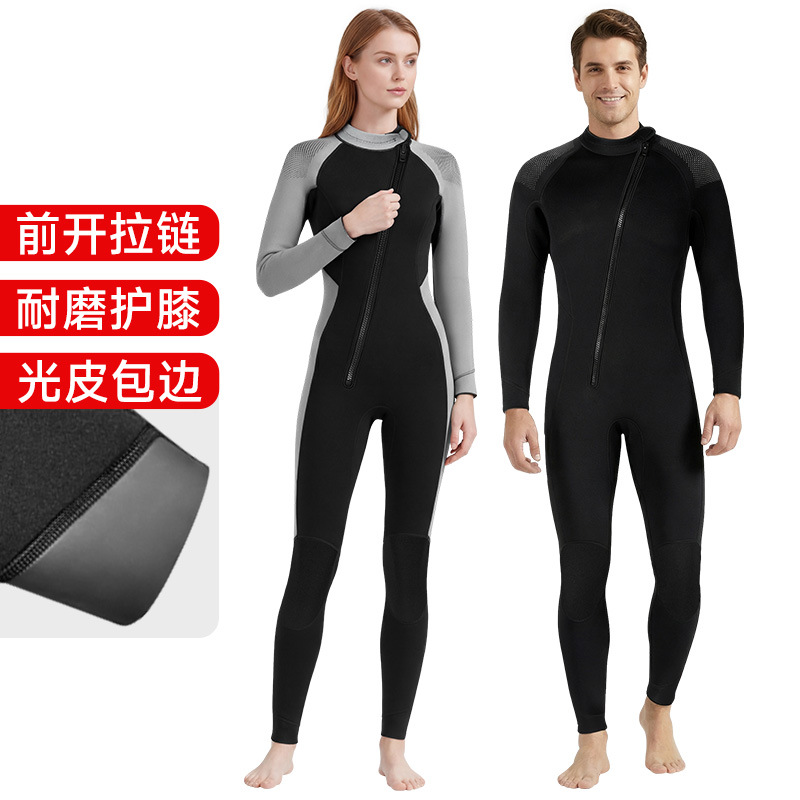 New 3mm Diving Suit for Men, One-Piece Warm Surfing Diving Suit for Women, Long-Sleeved Thickened Cold-Proof Snorkeling Winter Swimming Wet Suit