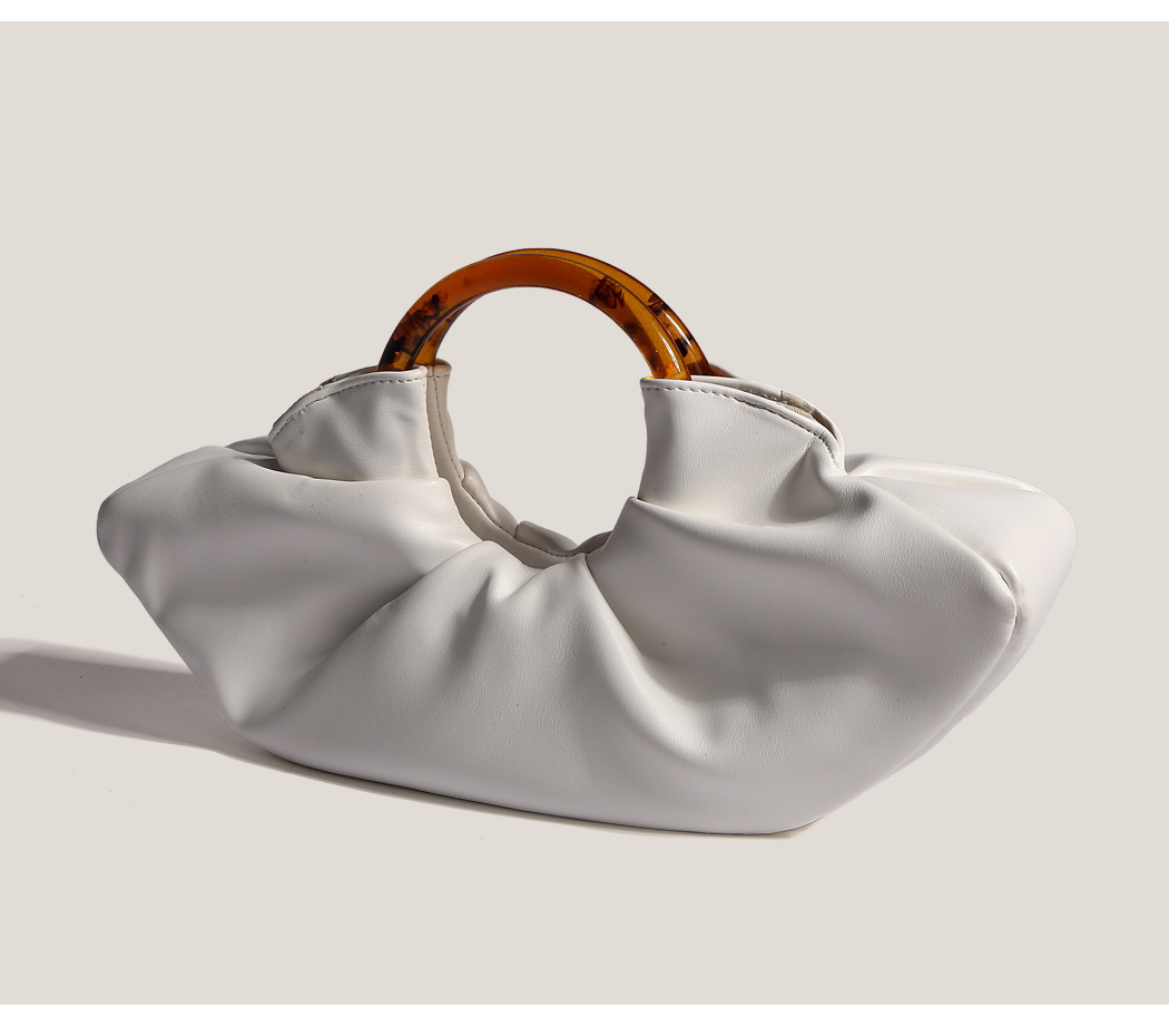 390g Weight Magnetic Buckle Closure Type Ring Handle Strap Type Handbag Bags Type Casual, Daily, Shopping Occasion Pu Leather Material Solid Color Pattern All Seasons Season Women's Gender Classic Style Style Cloud Shape Shape Women's Pu Leather Solid Color Classic Style Cloud Shape Magnetic Buckle Handbag 10