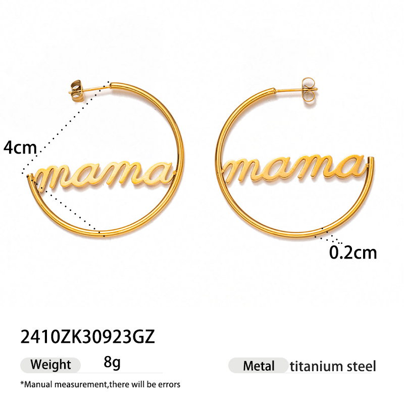Taina estilo europeo y americano pendientes de acero inoxidable lujo ligero de alto nivel de bambú letras de anillo exagerado pendientes para mujeres no se desvanecen