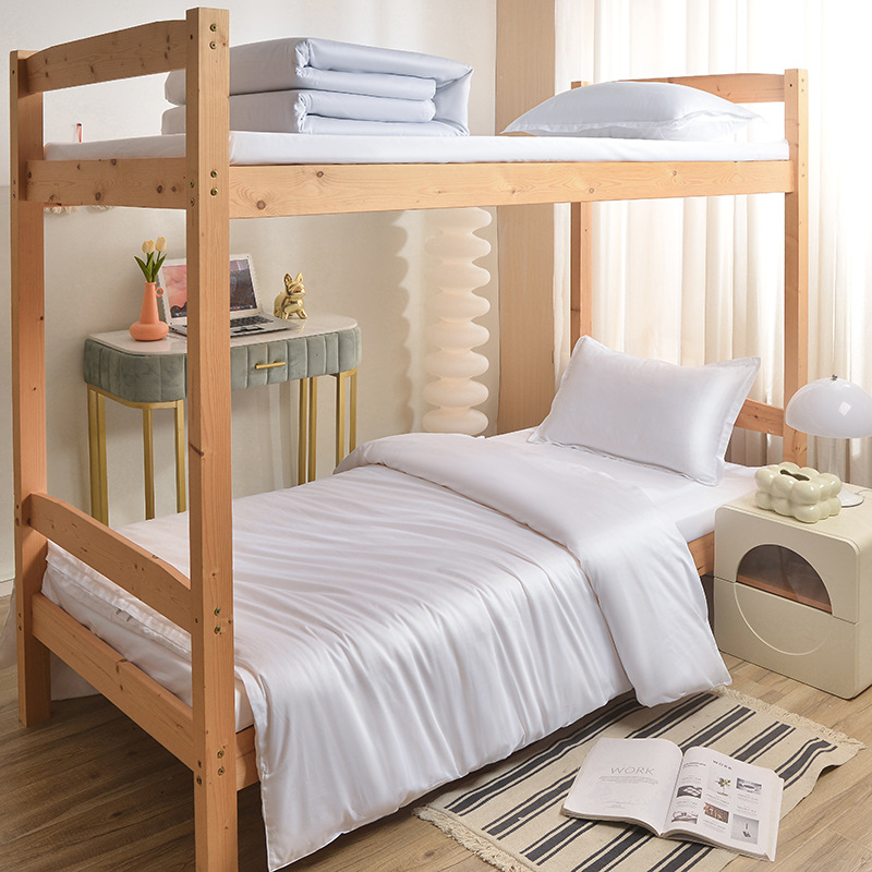 Juego de sábanas y funda nórdica de tres piezas, sábana ajustable de clase A, cama individual de dormitorio de algodón puro, ropa de cama escolar, ropa de cama para estudiantes