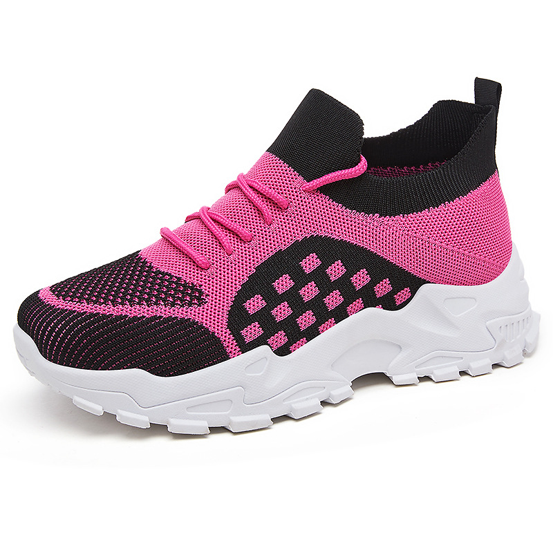 Zapatos mujer todo-fósforo verano nuevo estilo volador tejido transpirable zapatos de mujer suela suave sin pies cansados zapatos casuales zapatos transfronterizos de plataforma al por mayor