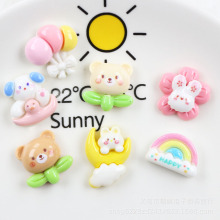 卡爱卡通彩虹小熊气球亮面树脂配件奶油胶手作冰箱贴手机壳发饰批
