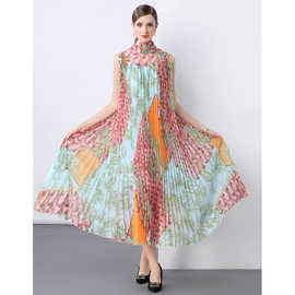 跨境外贸法式女装真正做到去除中间环节欧美晚礼服百褶大摆连衣裙