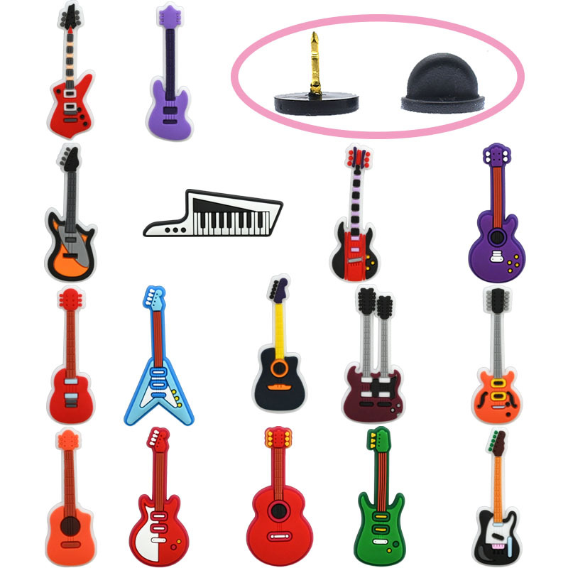 跨境音乐节周边diy徽章配饰刺马针衣饰个性摇滚吉他pvc软胶胸针