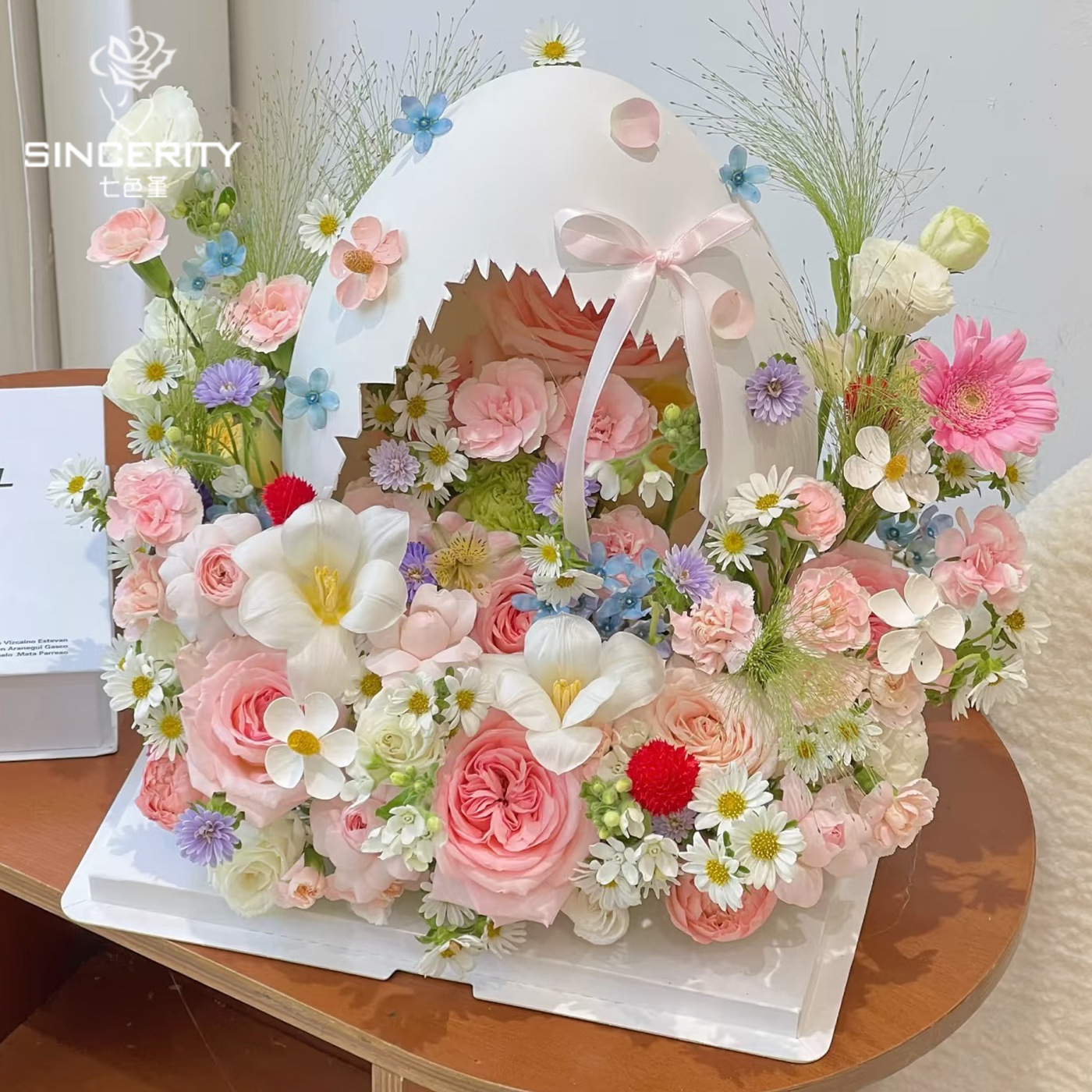 Siete colores cordier cáscara rota ramo de flores de día floral cáscara de huevo creativo regalo de cumpleaños hecha a mano materiales de flores DIY materiales de florista