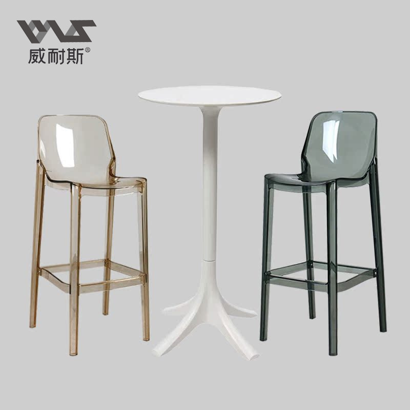 北欧透明咖啡厅奶茶店水晶椅简约倒台亚克力靠背凳酒吧椅高脚椅