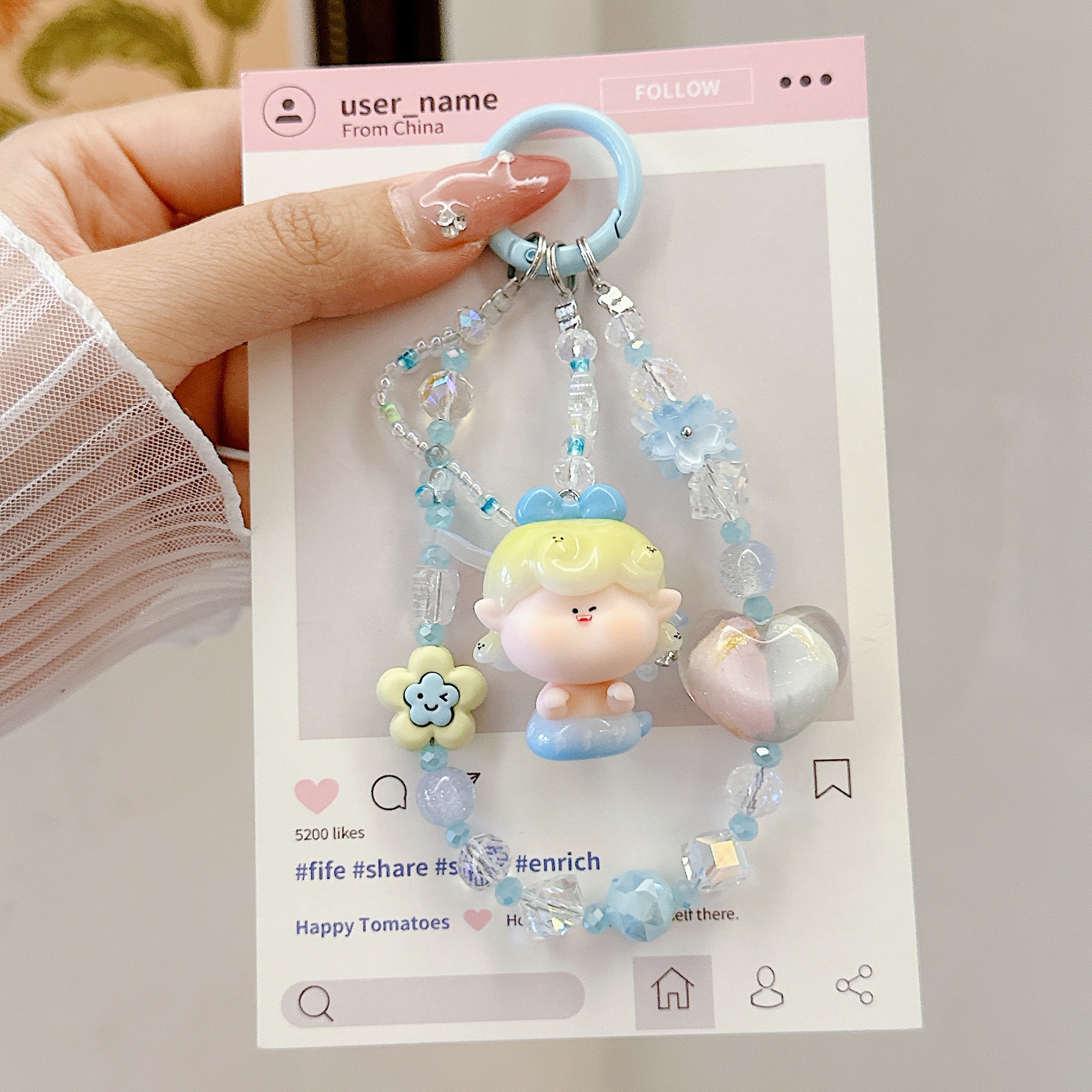 Genuine Lilith linda pintura al óleo estrella nueva aleación cristal resina linda cadena de teléfono móvil bolso colgante de teléfono móvil