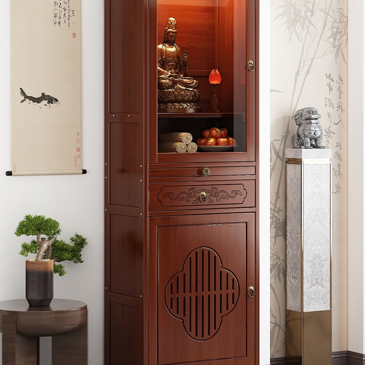 Altar Table for Home Use, New Chinese-Style Standing Cabinet for Guanyin Buddha Statue, Offering Table for Ancestor Shrine