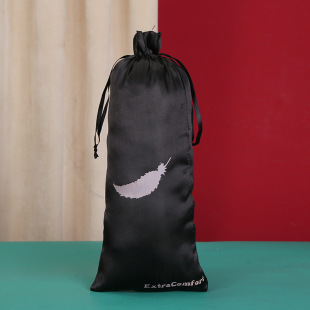 Manufacturers supply underwear storage packaging dust-proof silk drawstring pocket black wig satin cloth bag wholesale
