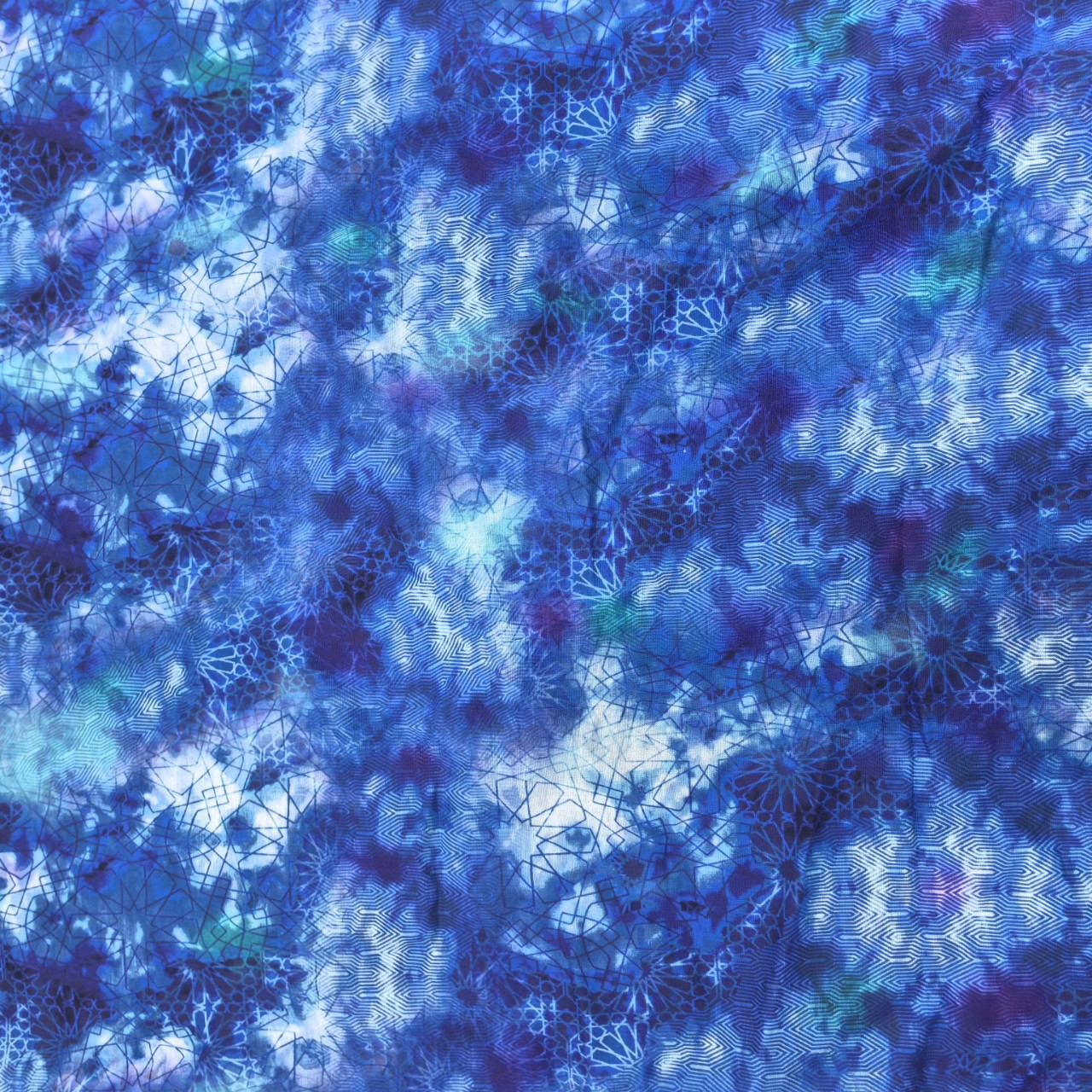 亚麻棉交织数码印花抽象风格休闲时装类面料