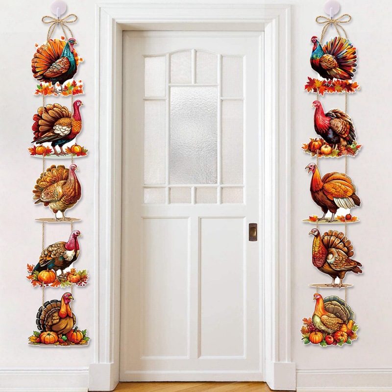 Nuevo estilo europeo y americano fiesta de Acción de Gracias decoración de puerta colgante pancarta otoño cumpleaños decoración de fondo de puerta de pavo colgante pancarta