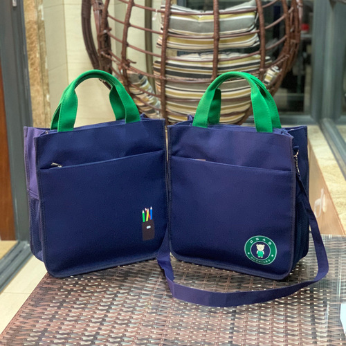 Student handbag, book bag, document bag, canvas handbag, single shoulder dual-purpose tutoring bag, children's tutoring bag new style