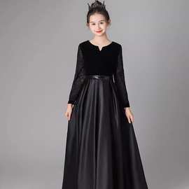 少女童小提琴大提琴音乐会演奏钢琴演出晚礼服儿童古筝长款公主裙