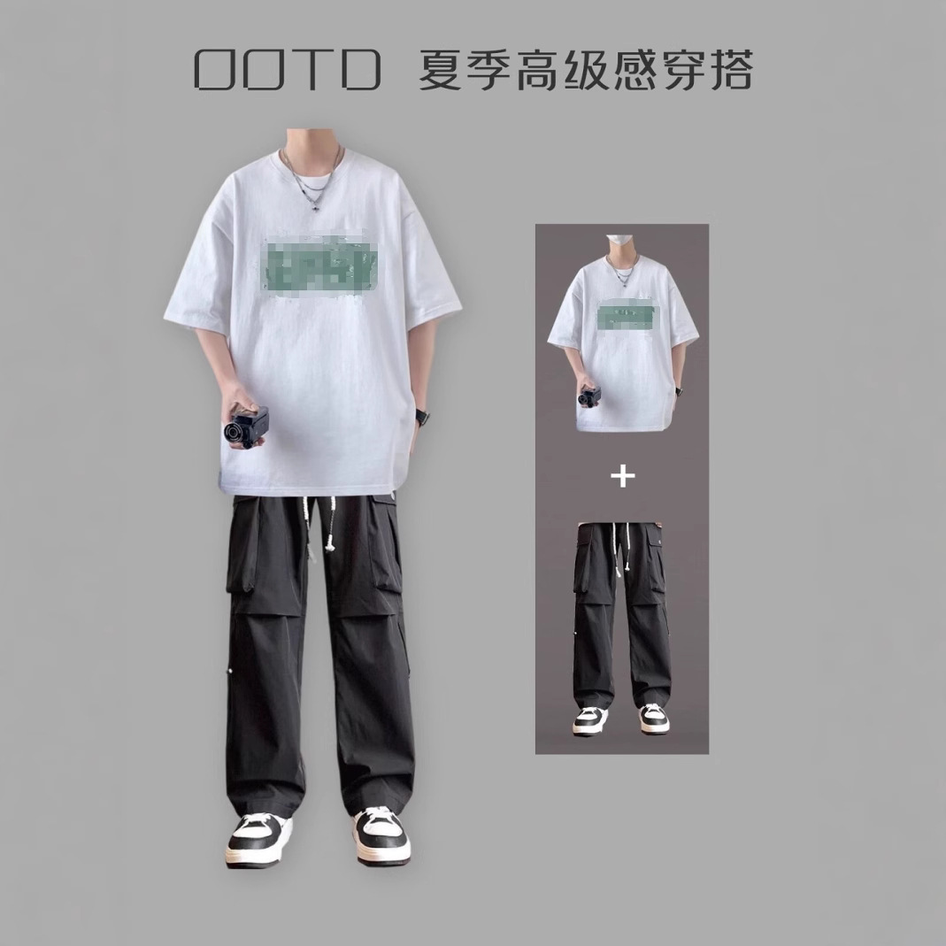 Little Sweet Potato 2025 New Summer Boys Wear suit High-end T-shirt and Pants Two-piece Three-piece suit
