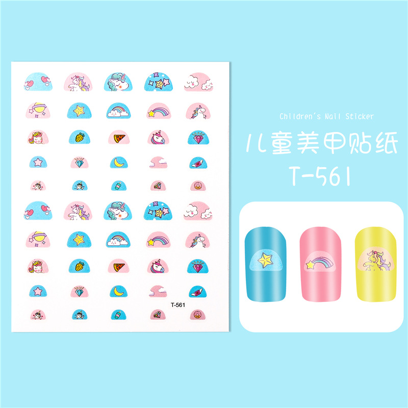 Pegatinas de uñas transfronterizas para niños traje unicornio Arco Iris caramelo estrella pegatinas de uñas para niños