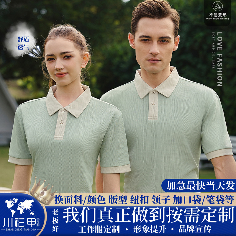 Lapel Work Clothes Custom Polo Shirts Quick-Drying Short-Sleeved Work Clothes t Custom Corporate Culture Shirts with Printed Logo Embroider