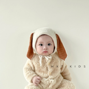 ins Korean super cute cute rabbit ears baby ear protection cap autumn and winter baby plush warm hat