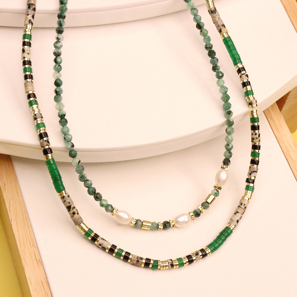 Fashion Geometric Copper Necklace Beaded Gold Plated Copper Necklaces