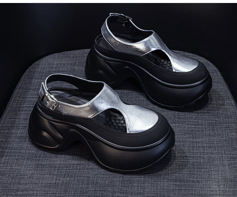 Sandal nữ đế dày mũi bít phong cách La Mã — M2897 xanh lá, M2897 bạc, M2897 màu mơ, M2897 màu da báo chi tiết 15