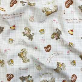 全棉双层纱布料婴童数码印花纯棉平布驺布水洗女装宝宝家居服面料