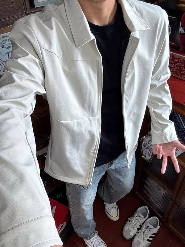 Chaqueta ejecutiva gris americana para hombres otoño limpio triple abrigo de asalto de alto nivel chaqueta de negocios casual