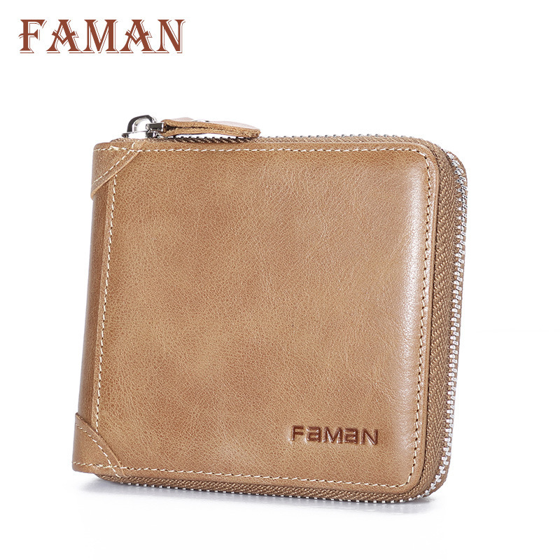 Cartera para hombre 2025 nueva billetera corta de cuero con cremallera multifuncional billetera de marca de moda licencia de conducir cepillo antirrobo para hombre