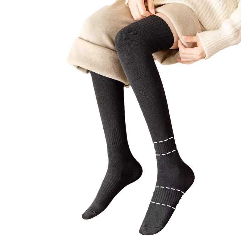Calcetines por encima de la rodilla calcetines de lana de mujer calcetines de media pantorrilla calcetines gruesos forrados de lana cálidos calcetines súper gruesos calcetines de otoño e invierno medias de invierno