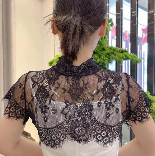 Korean style lace fake collar women's lace bottoming shirt versatile decorative collar high collar spring and autumn fake clothes spring and autumn new inner wear